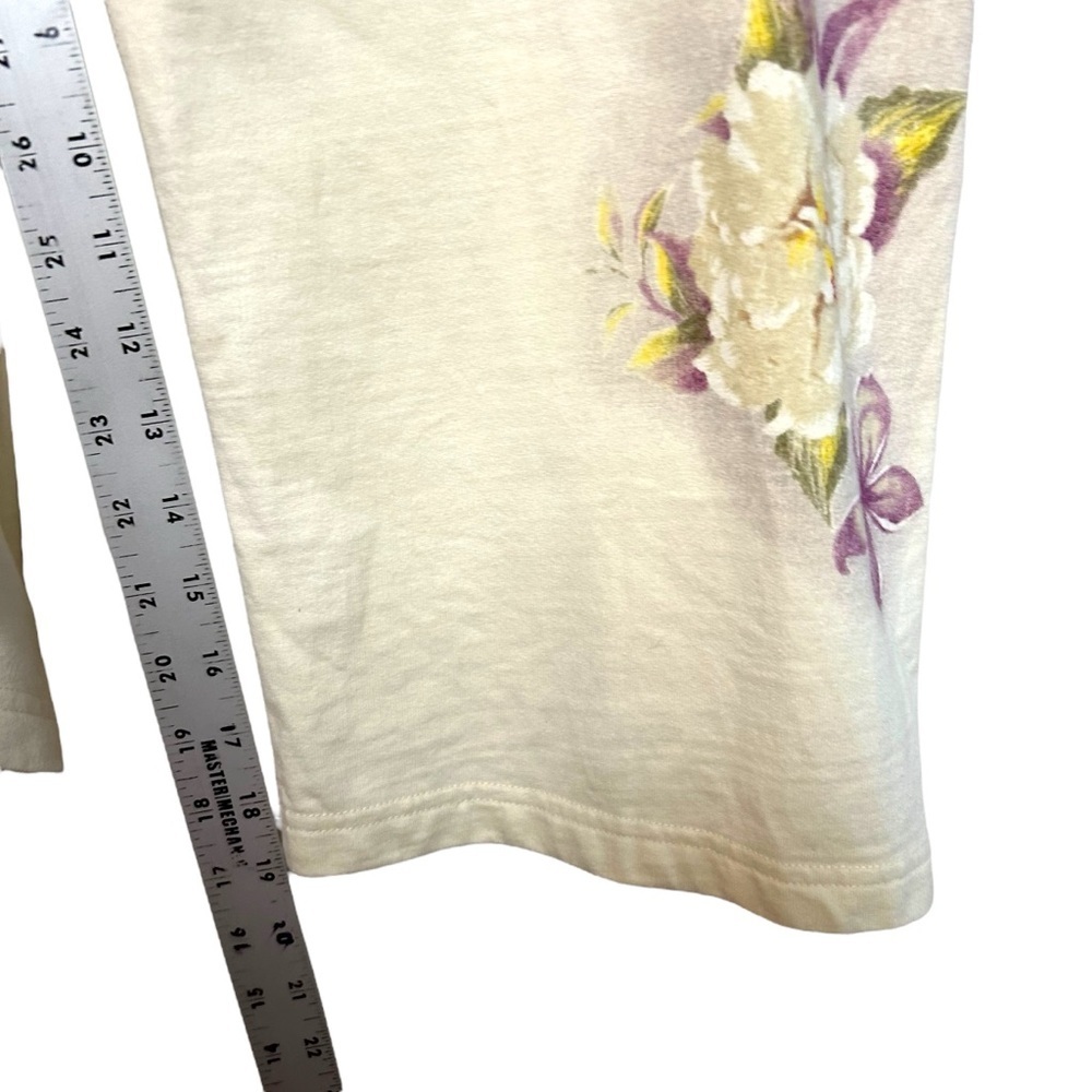 Y2K Lucky Brand M-XL sweatpants cropped flower graphic print boho vintage knit - Picture 9 of 13